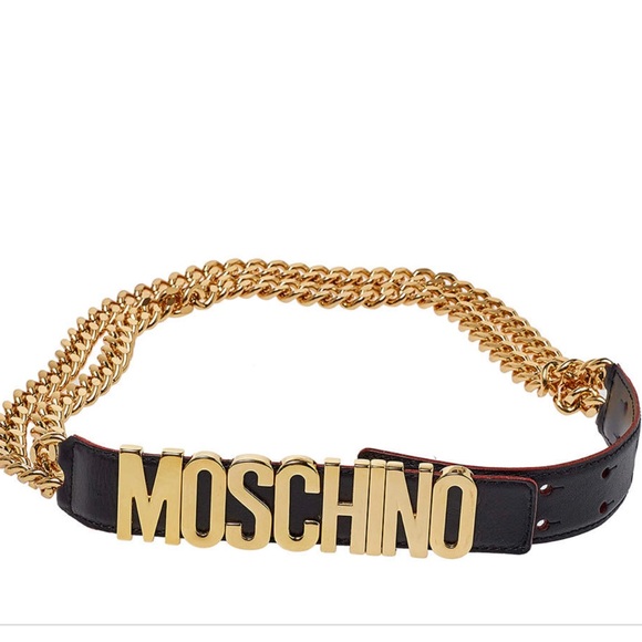 Moschino double chain gold/leather belt. Size 38 - Picture 1 of 11